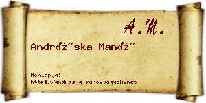 Andráska Manó névjegykártya
